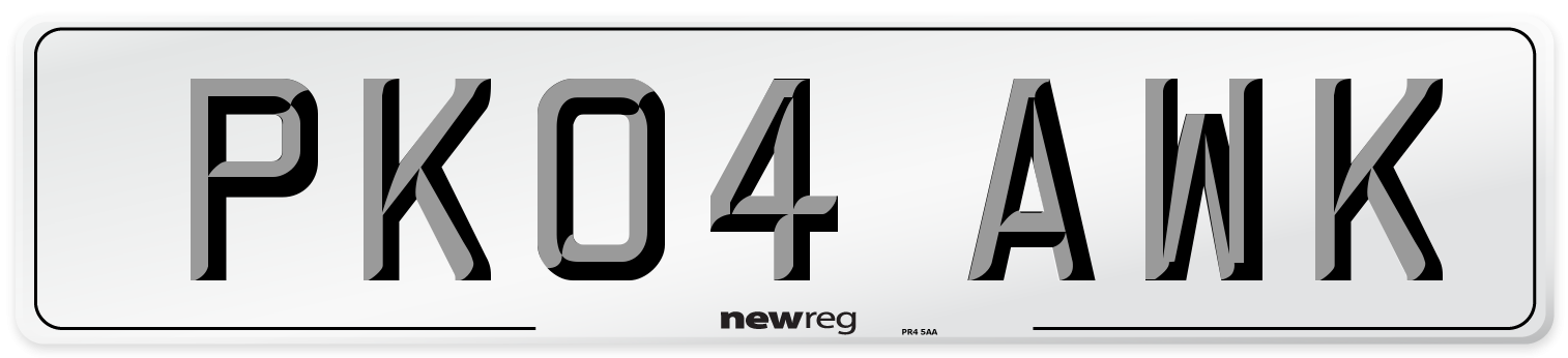 PK04 AWK Number Plate from New Reg
